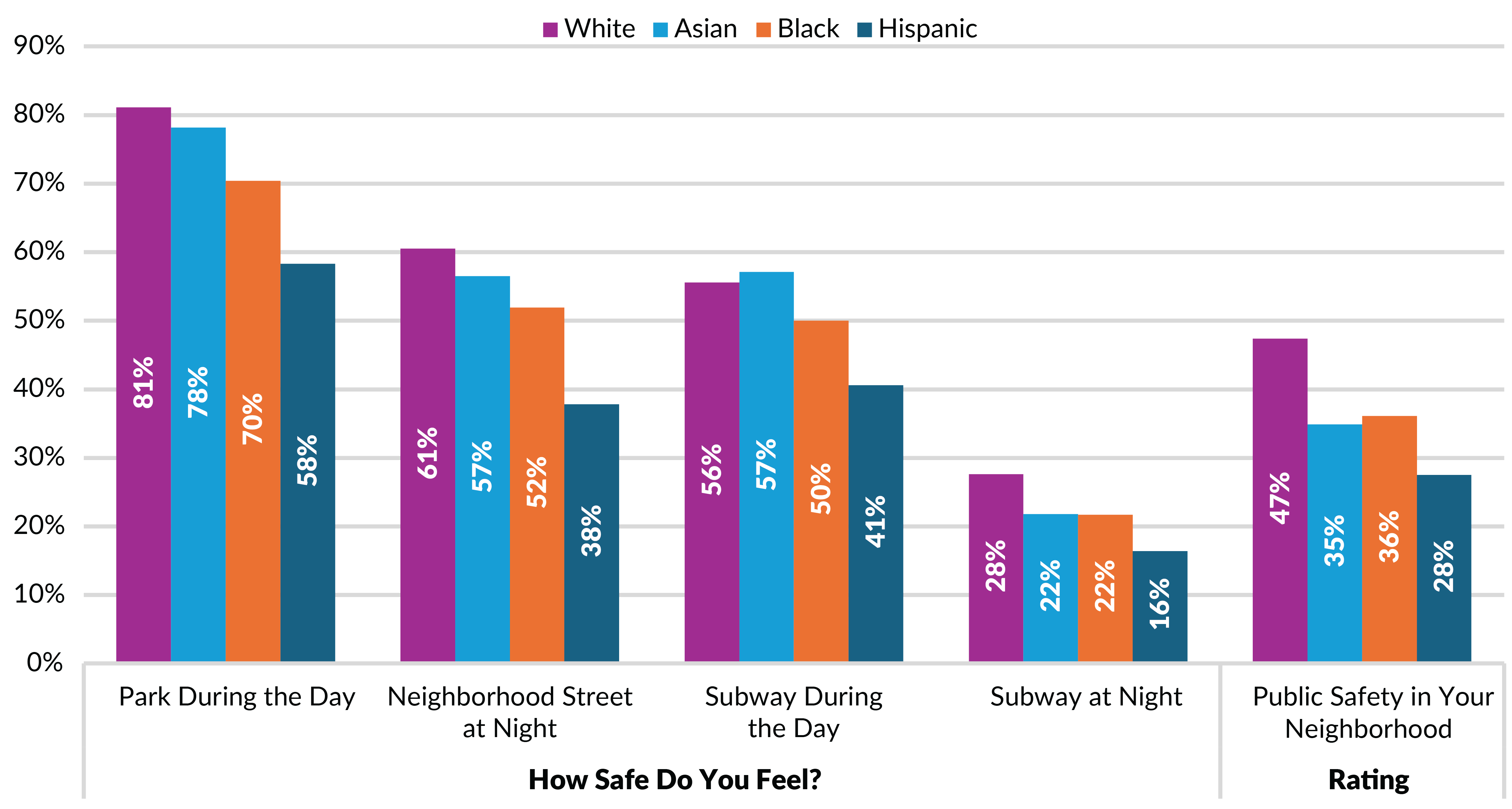 Figure 7: Percent Rating Public Safety Items Excellent or Good by Race/Ethnicity